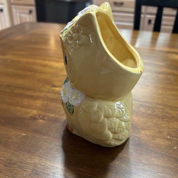 Vintage Yellow Owl/Floral Planter Stamped 6314  - Retro Boho Vibes Ceramic - Picture 3 of 11